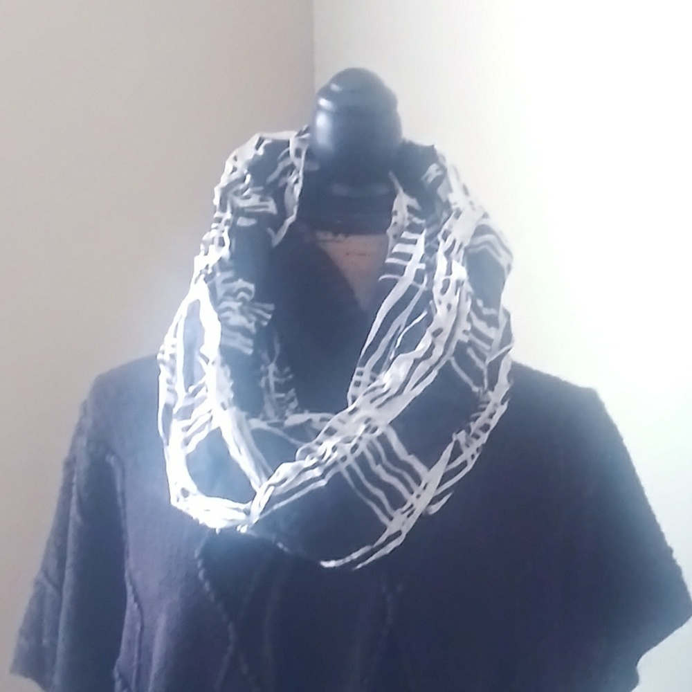 Navy and White Beautiful Classic Infinity Scarf
